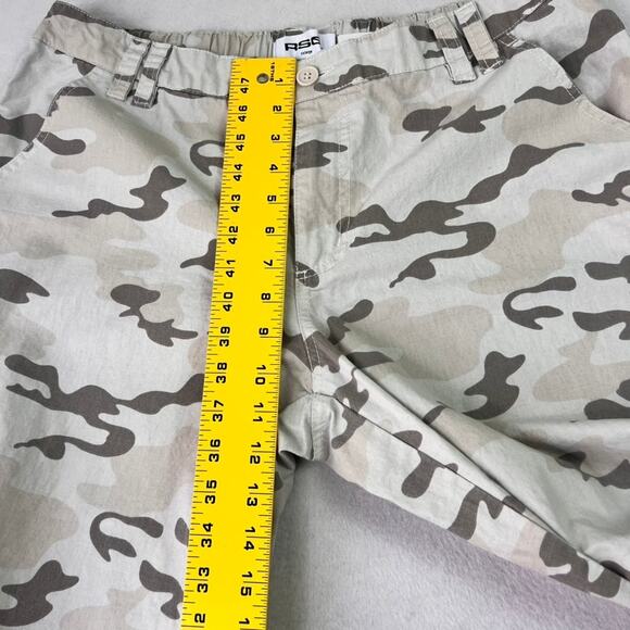 RSQ Pants Womens Cargo Mid Rise Canvas Camo Khaki Baggy Straight Wide Leg - Picture 8 of 10